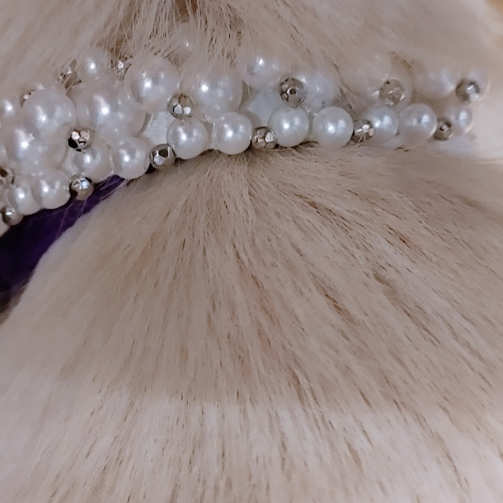 Dog Collar White and Silver Pearl Suitable for Small Dog